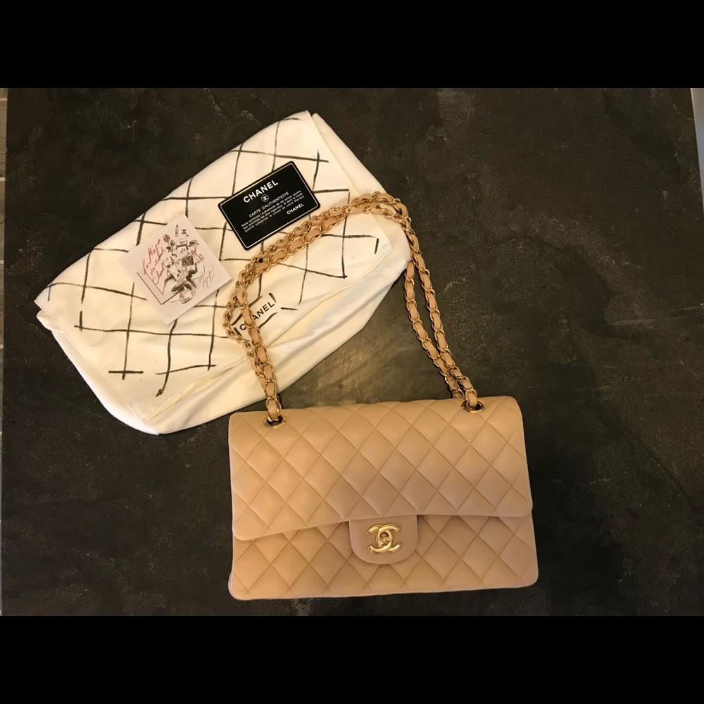 Chanel cream medium double flap gently used